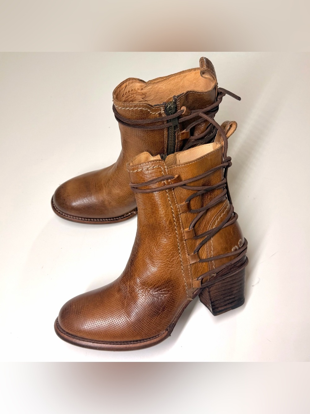 Bed Stu Womens COBBLER BLAIRE Distressed Lace Zip Brown Leather Boots Size- 8 - Picture 5 of 9